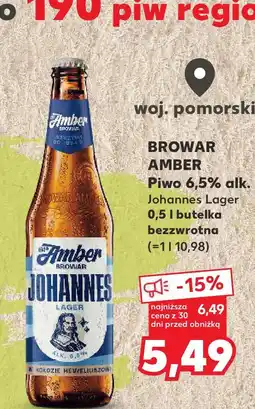 Kaufland BROWAR AMBER Piwo 6,5% alk. Johannes Lager oferta