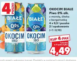 Kaufland OKOCIM BIAŁE Piwo 0% alk. z morelą, śliwka z bergamotką 4 x 0,5 l puszka oferta