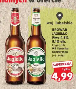 Kaufland BROWAR JAGIEŁŁO Piwo 4,8%, 5,1% alk. Lager, Pils oferta