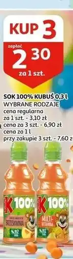 Auchan SOK 100% KUBUŚ 0,3 l WYBRANE RODZAJE oferta
