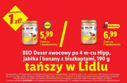Lidl BIO Deser owocowy po 4m-cu jabłka i banany z biszkoptami Hipp oferta
