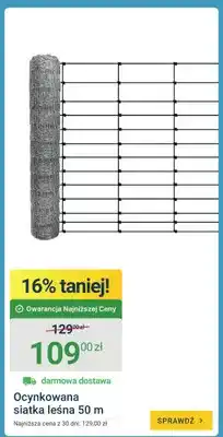 ERLI Ocynkowana siatka leśna 50m oferta