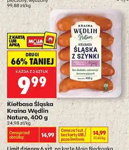 Biedronka Kiełbasa Śląska z szynki Kraina Wędlin Nature oferta