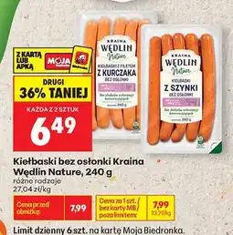 Biedronka Kiełbaski z filetem z kurczaka bez osłonki Kraina Wędlin Nature oferta
