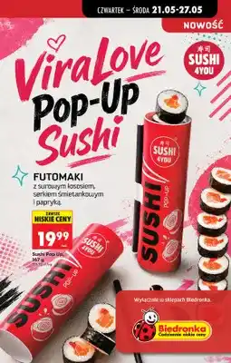 Biedronka Sushi Pop Up Futomaki z surowym łososiem serkiem śmietankowym i papryką Sushi 4You oferta