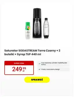 Media Expert Saturator SODASTREAM Terra Czarny + 2 butelki + Syrop 7UP 440ml oferta