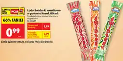 Biedronka Lody Świderki waniliowe w polewie Koral, 80 ml: truskawkowy, pomarańczowy, tropikalny oferta