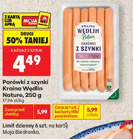 Biedronka Parówki z szynki Kraina Wędlin Nature oferta