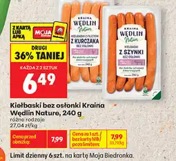 Biedronka Kiełbaski bez osłonki Kraina Wędlin Nature, 240 g różne rodzaje oferta