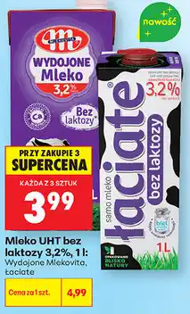 Biedronka Mleko UHT bez laktozy 3,2%, 1 l: Wydojone Mlekovita, łaciate oferta