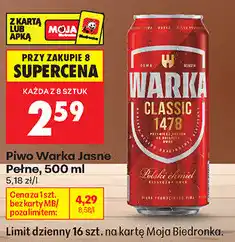 Biedronka Piwo Warka Jasne Pełne oferta