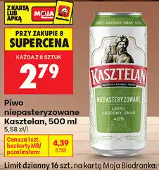 Biedronka Piwo niepasteryzowane Kasztelan oferta