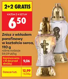 Biedronka Znicz z wkładem parafinowy w kształcie serca oferta