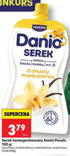 Biedronka Serek homogenizowany Danio Pouch, 120 g: waniliowy, truskawkowy, czekoladowo-orzechowy oferta