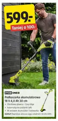 Jula Podkaszarka akumulatorowa RYOBI ONE+ 18V 4,0Ah 30cm oferta