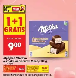 Biedronka Alpejskie Mleczko o smaku waniliowym Milka 330 g oferta
