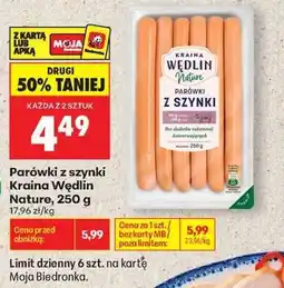Biedronka Parówki z szynki Kraina Wedlin Nature 250 g oferta