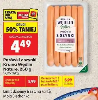 Biedronka Parówki z szynki Kraina Wedlin Nature 250 g oferta