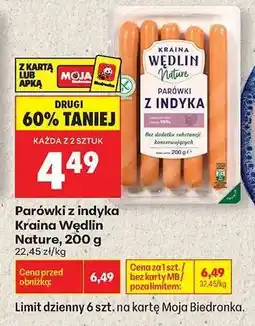 Biedronka Parówki z indyka Kraina Wędlin Nature, 200 g oferta
