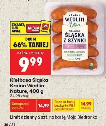 Biedronka Kiełbasa Śląska Kraina Wędlin Nature, 400 g oferta
