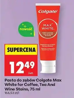 Biedronka Pasta do zębów Colgate Max White for Coffee, Tea And Wine Stains, 75 ml oferta