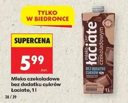 Biedronka Mleko czekoladowe bez dodatku cukrów Łaciate, 1l oferta