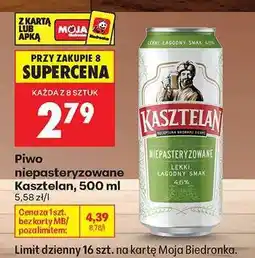 Biedronka Piwo niepasteryzowane Kasztelan, 500 ml oferta