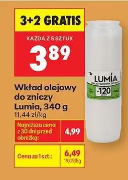 Biedronka Wkład olejowy do zniczy Lumia , 340 g oferta