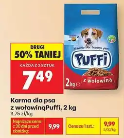 Biedronka Karma dla psa z wołowinąPuffi, 2 kg oferta