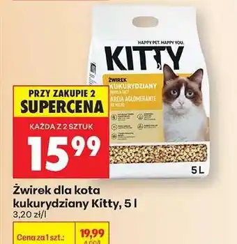 Biedronka Żwirek dla kota kukurydziany Kitty, 5 l oferta
