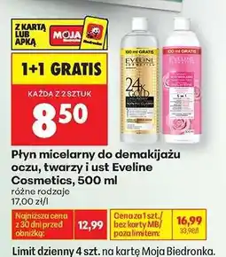 Biedronka Płyn micelarny do demakijażu oczu twarzy i ust Eveline Cosmetics , 500 ml oferta
