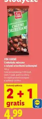 Lidl FIN CARRÉ Czekolada mleczna z całymi orzechami laskowymi oferta