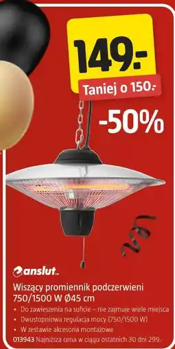 Jula Wiszący promiennik podczerwieni 750/1500 W Ø45 cm anslut oferta