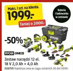 Jula Zestaw narzędzi 12 el. 18 V 2,0 Ah + 4,0 Ah RYOBI ONE+ oferta
