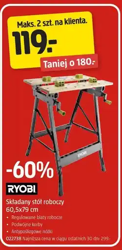 Jula RYOBI Składany stół roboczy 60,5x79 cm oferta