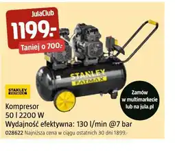 Jula STANLEY FATMAX Kompresor 50 l 2200 W Wydajność efektywna: 130 l/min @7 bar oferta