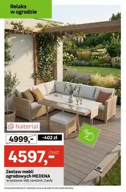 Leroy Merlin Zestaw mebli ogrodowych Naterial MEDENA w zestawie: stół, narożnik, 2 pufy oferta