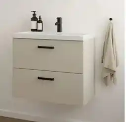 Bricomarche Szafka wisząca Gaja z umywalką szer. 60cm kolor kaszmir cichy domyk oferta