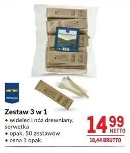 Makro Zestaw 3 w 1 METRO PROFESSIONAL widelec i nóż drewniany, serwetka oferta