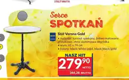Makro Stół Verona Gold kamień spiekany żeliwo malowane proszkowo złota aluminiowa obwódka 61x74cm oferta