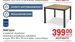 Makro Stół Lynx aluminium malowane proszkowo eukaliptus 90x90x74cm oferta