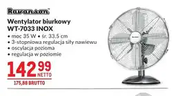 Makro Wentylator biurkowy Ravanson WT-7033 INOX moc 35W śr. 33,5cm oferta