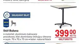 Makro Stół Buluna aluminium malowane proszkowo blat aluminiowy imitujący drewno 70x70x75cm oferta