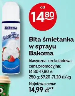 Żabka Bita śmietanka w sprayu Bakoma oferta