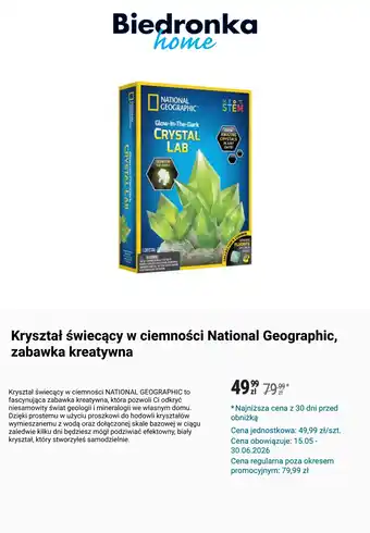 Kryształ świecący w ciemności National Geographic, zabawka kreatywna
