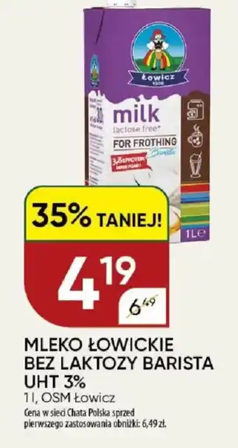 Mleko łowickie bez laktozy barista uht 3% osm łowicz