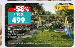 Biedronka Huśtawka dziecięca 4 w 1 JUMI bocianie gniazdo z koszem do koszykówki oferta
