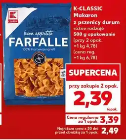 Kaufland Makaron z pszenicy durum różne rodzaje 500 g opakowanie oferta