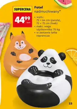 Biedronka Fotel nadmuchiwany lisek 72x72cm oferta
