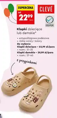 Biedronka Klapki damskie CLEVÉ antypoślizgowa podeszwa z przypinkami rozm. 37-40 oferta